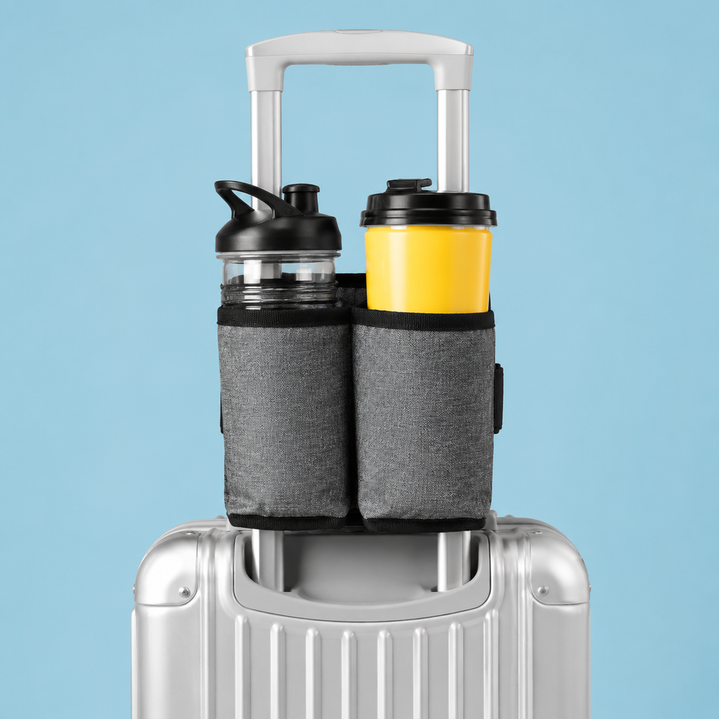 Travel Luggage Cup Holder – Hands-Free Drink Holder for Suitcase Handles