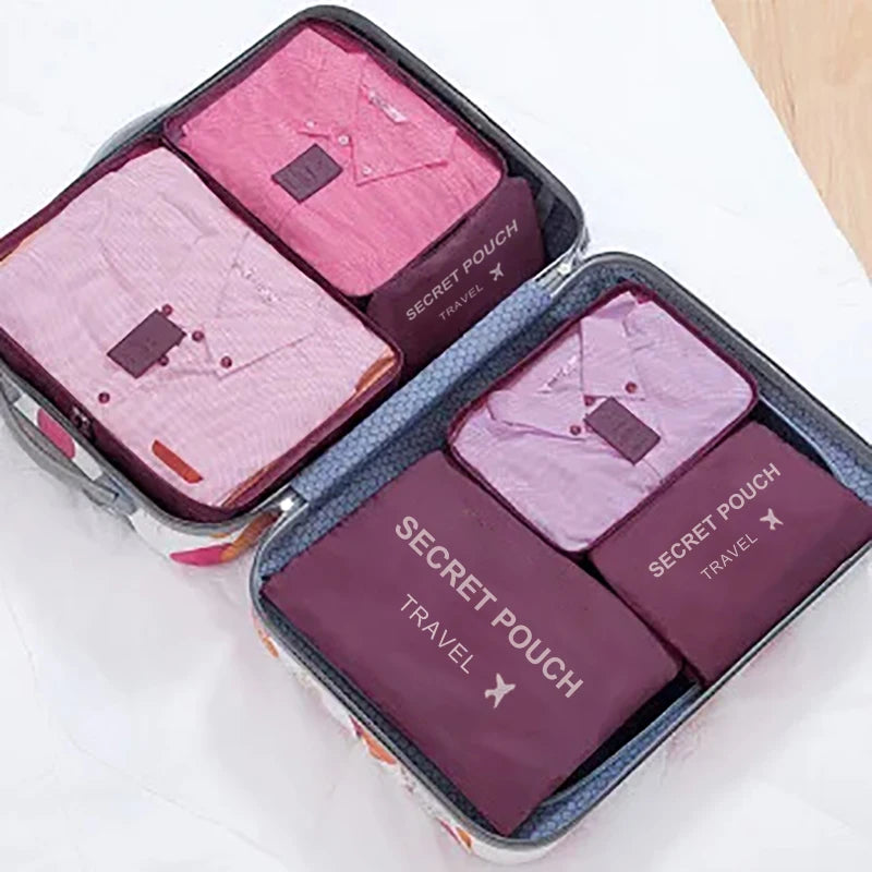 "6-Piece Travel Storage Bags – Waterproof Packing Organizers with Zipper"