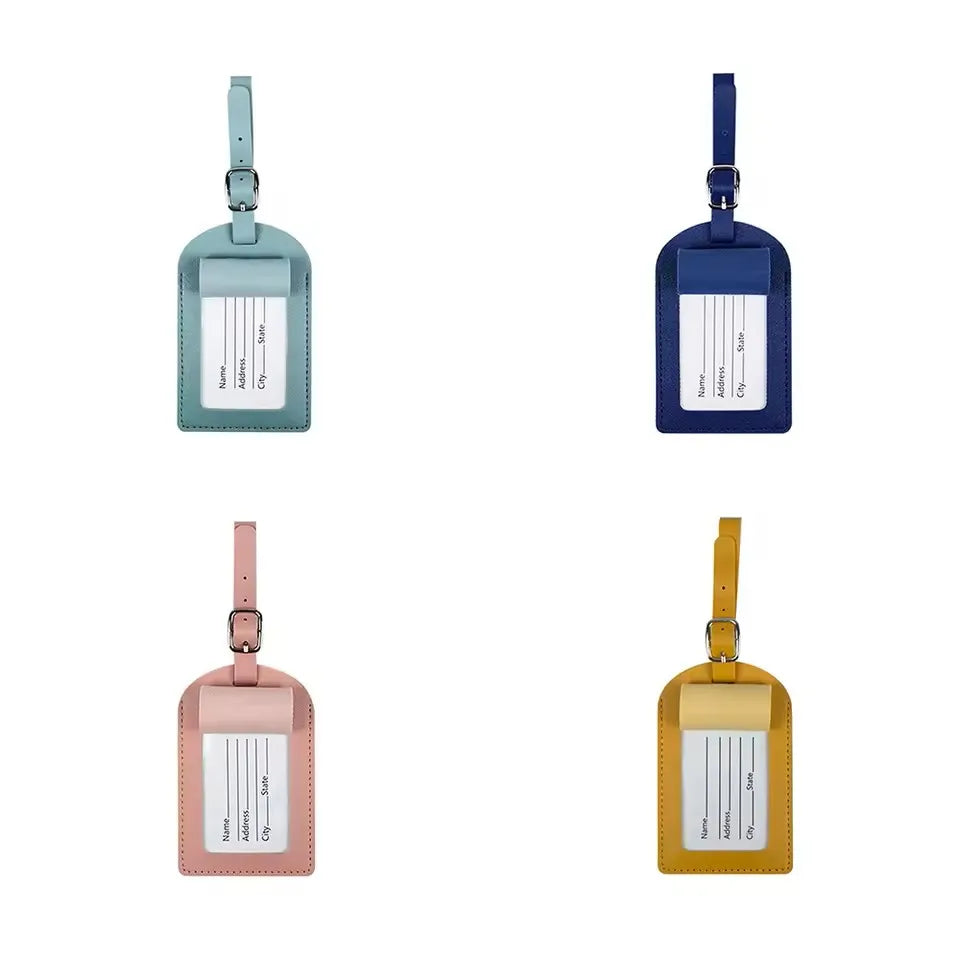 PU Leather Luggage Tag with Passport Cover – 4 Colors
