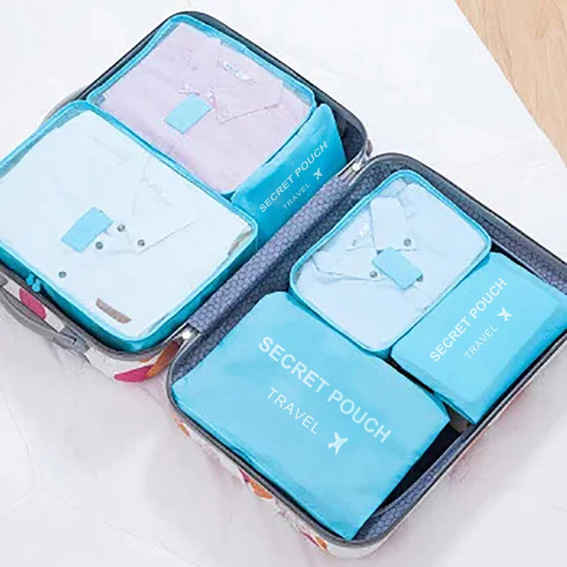 "6-Piece Travel Storage Bags – Waterproof Packing Organizers with Zipper"