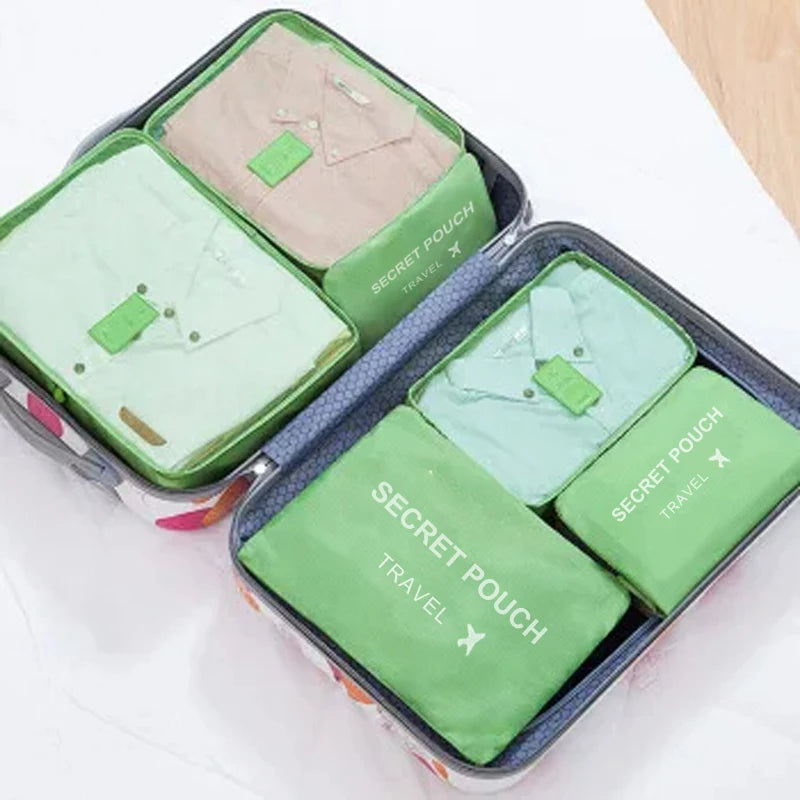 "6-Piece Travel Storage Bags – Waterproof Packing Organizers with Zipper"