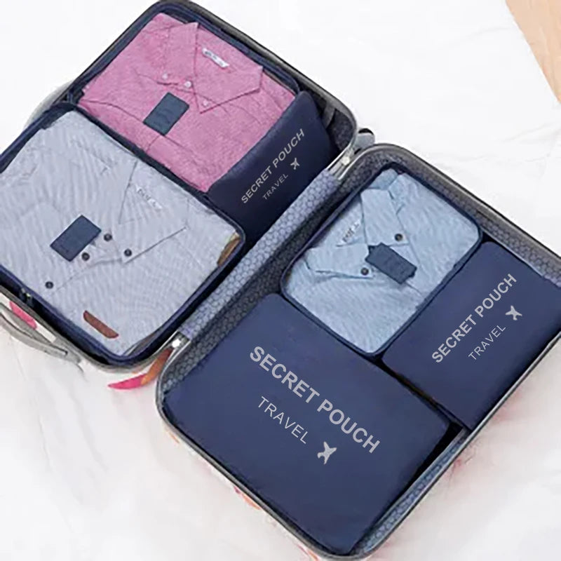 "6-Piece Travel Storage Bags – Waterproof Packing Organizers with Zipper"