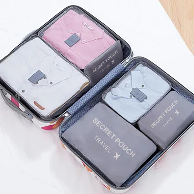 "6-Piece Travel Storage Bags – Waterproof Packing Organizers with Zipper"