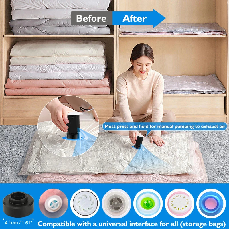 Vacuum Storage Bags with Cordless Electric Pump – Space Saver for Travel