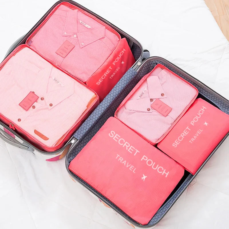 "6-Piece Travel Storage Bags – Waterproof Packing Organizers with Zipper"