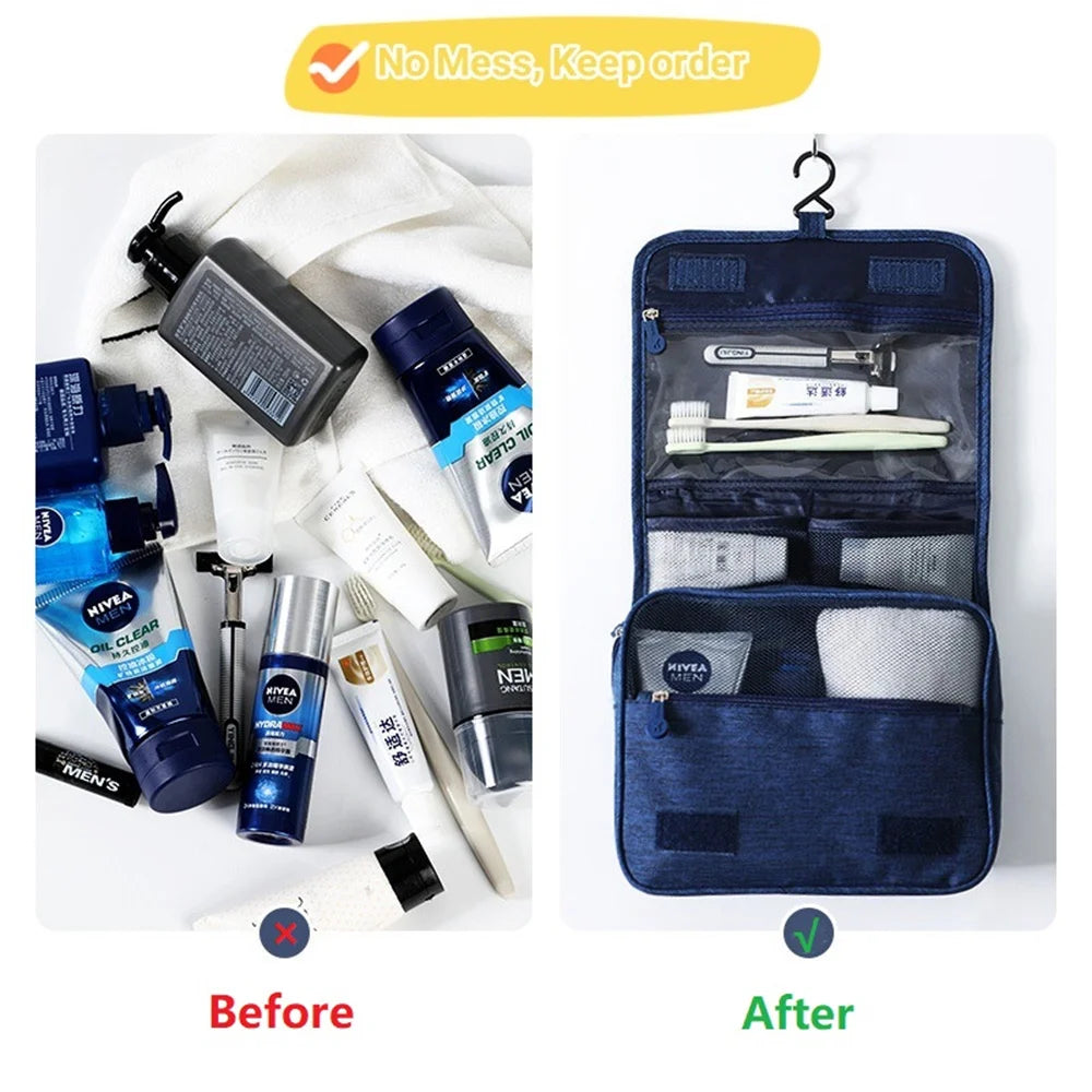 Hanging Toiletry Bag – Waterproof Travel Washbag with Hook