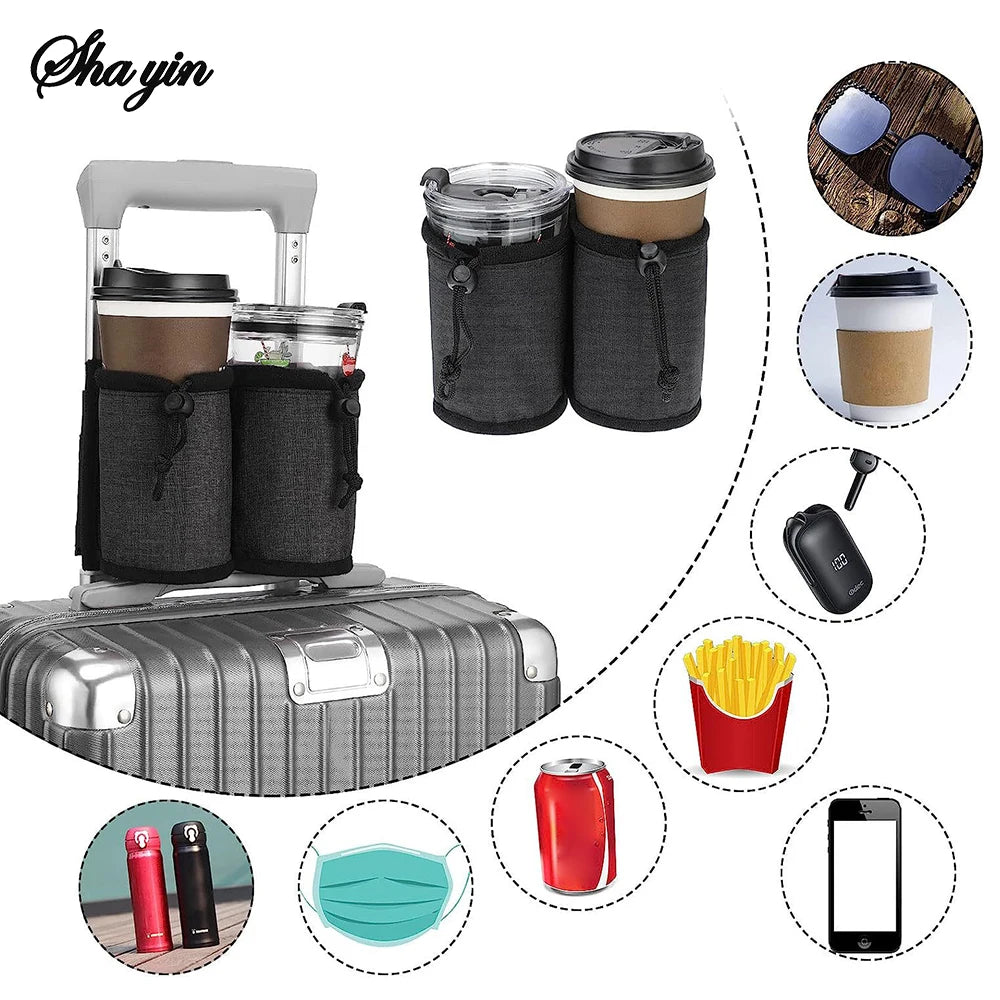 Travel Luggage Cup Holder – Hands-Free Drink Holder for Suitcase Handles